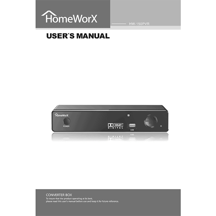 HomeWorX HW150PVR Mediasonic Digital Converter Box Manual