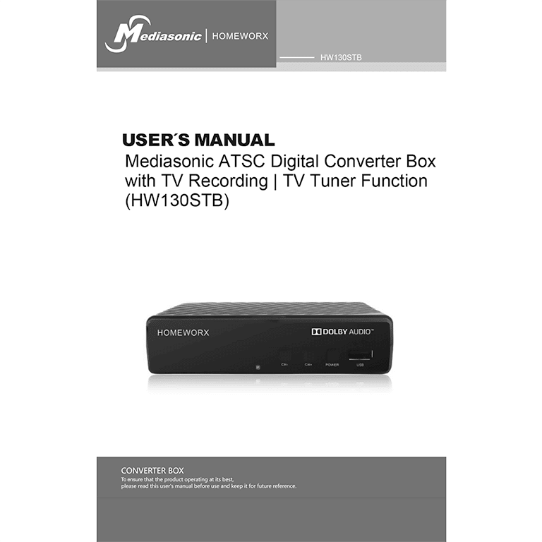 HomeWorX HW130STB Mediasonic Digital Converter User Manual
