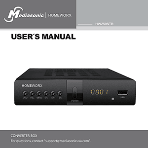 HomeWorX HW250STB Mediasonic ATSC Digital Converter Box User's Manual