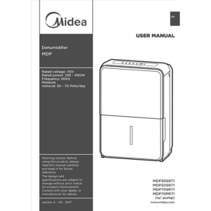 Midea MDP70SR71 Dehumidifier User Manual