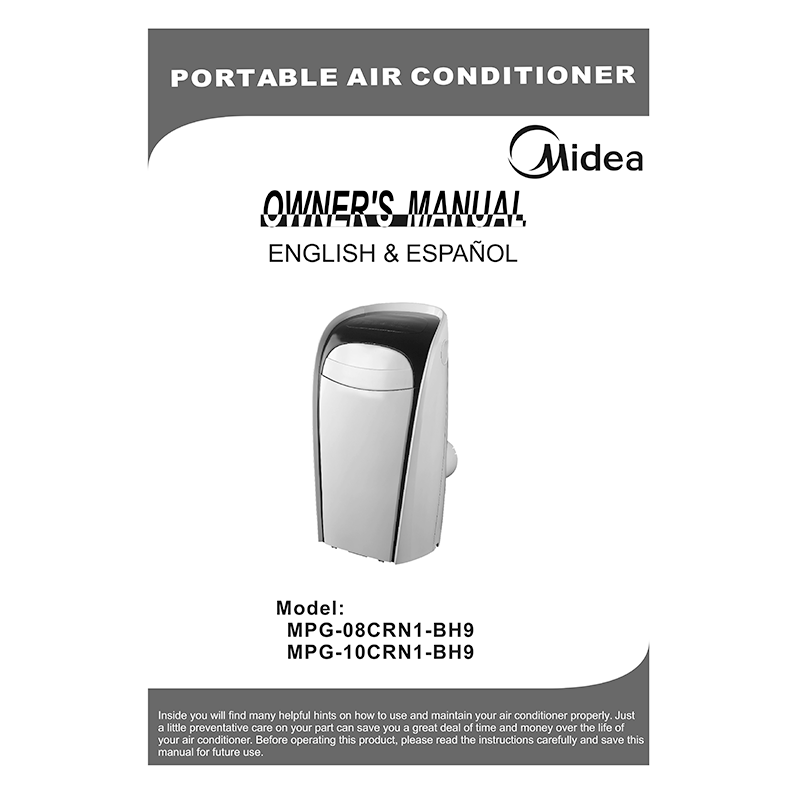 Midea MPG-08CRN1-BH9 Portable Air Conditioner Owner's Manual