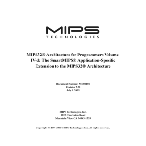 MIPS32 Architecture for Programmers - Volume IV-d: The SmartMIPS Application-Specific Extension to the MIPS32 Architecture