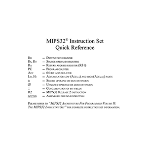 MIPS32 Instruction Set Quick Reference