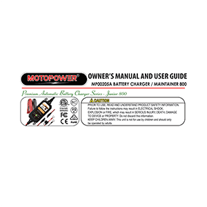 MOTOPOWER MP00205A Battery Charger Owner's Manual and User Guide