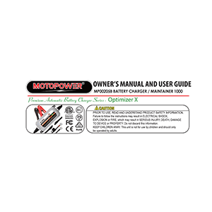 MOTOPOWER MP00205B Battery Charger Owner's Manual and User Guide