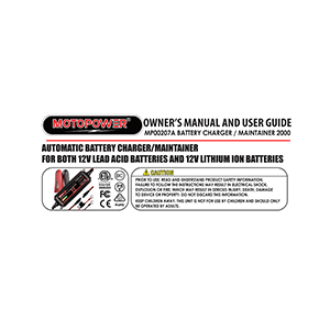MOTOPOWER MP00207A Smart Battery Charger Owner's Manual and User Guide
