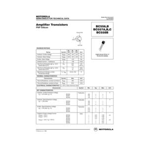 BC558B Motorola PNP Transistor Data Sheet