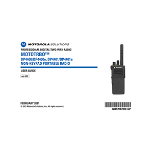 Motorola MOTOTRBO DP4400e Digital Two-Way Radio User Guide