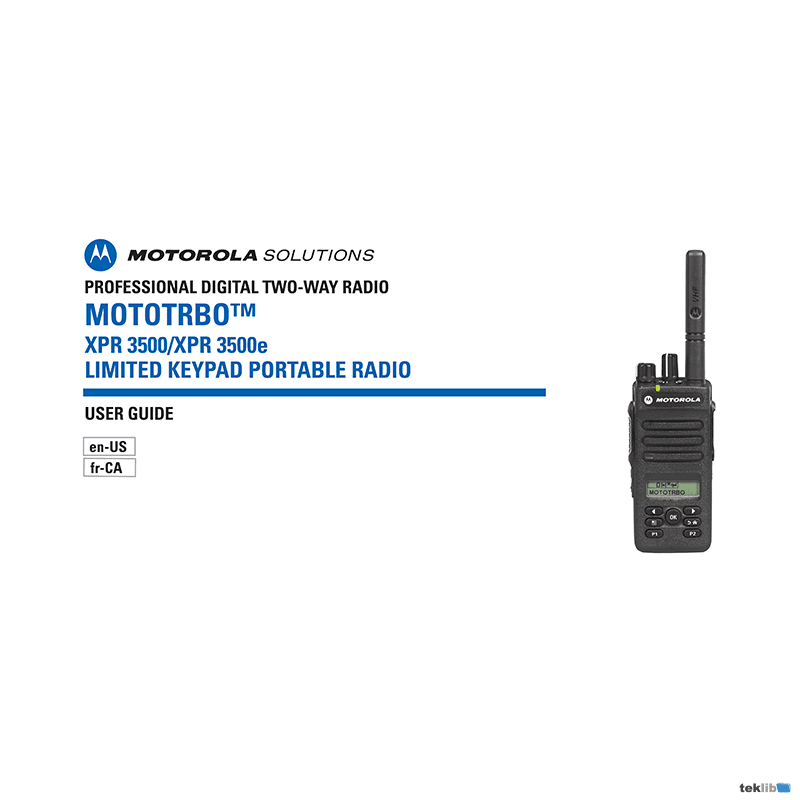 Motorola MOTOTRBO XPR 3500e Digital Two-Way Radio User Guide