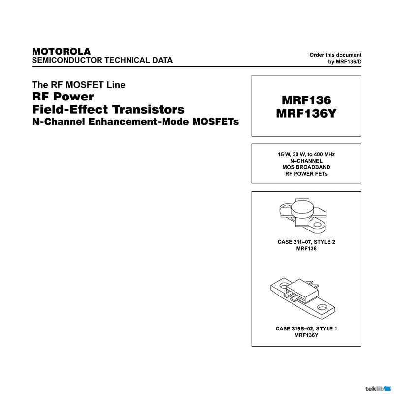 Motorola MRF136Y RF Power FET Data Sheet