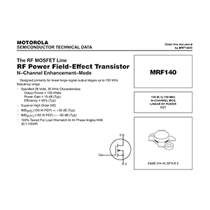 Motorola MRF140 RF Power FET Data Sheet