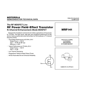 Motorola MRF141 RF Power FET Data Sheet