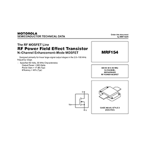 Motorola MRF154 RF Power MOSFET Data Sheet