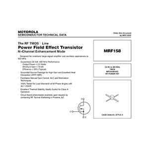 Motorola MRF158 RF Power MOSFET Data Sheet