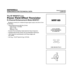 Motorola MRF160 RF Power FET Data Sheet