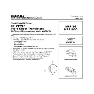 Motorola MRF166 RF Power FET Data Sheet