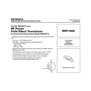 Motorola MRF166C RF Power FET Data Sheet