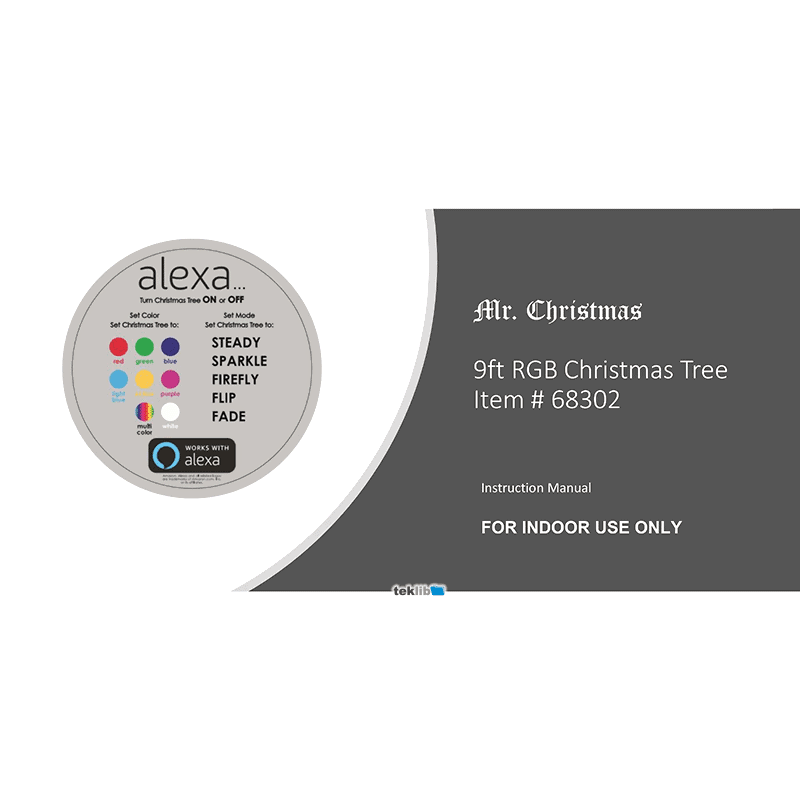 Mr.Christmas # 68302 9ft RGB Christmas Tree (Alexa compatible) Instruction Manual
