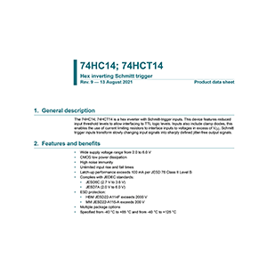 74HC14 Nexperia Hex inverting Schmitt trigger Data Sheet