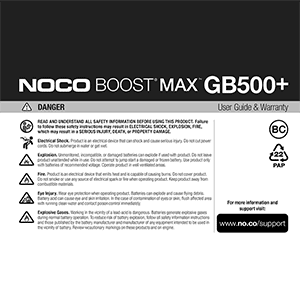 NOCO GB500+ Boost Max 6250A Lithium Jump Starter User Guide