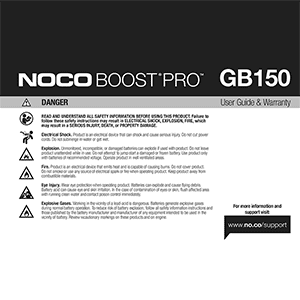 NOCO GB150 Boost PRO 3000A Lithium Jump Starter User Guide