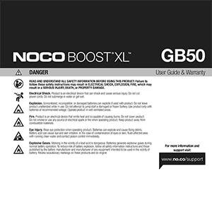 NOCO GB50 Boost XL 1500A Lithium Jump Starter User Guide