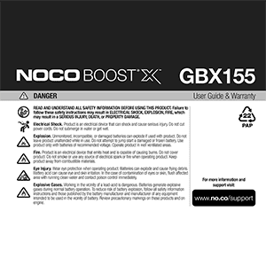 NOCO GBX155 Boost X 4250A Lithium Jump Starter User Guide