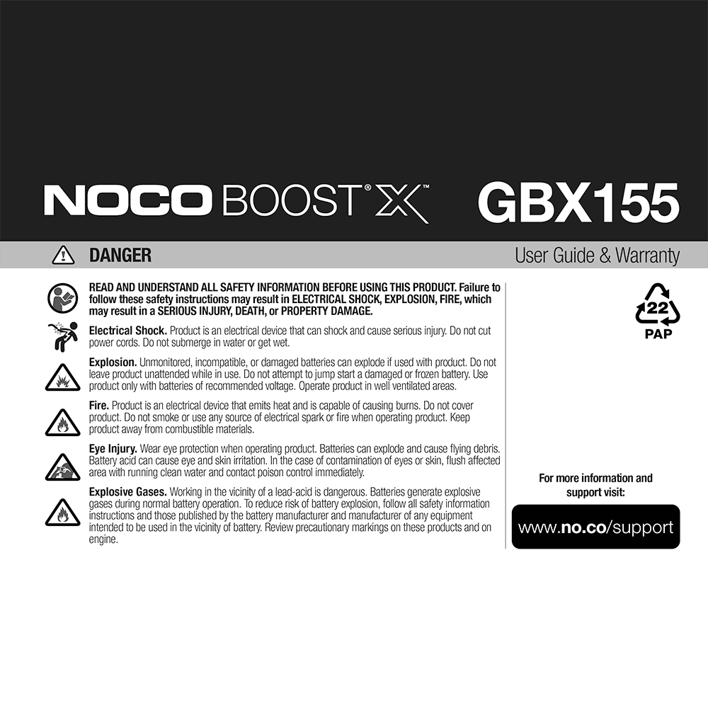 NOCO Boost X GBX155 4250A 12V Jump Starter