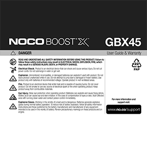 NOCO GBX45 Boost X 1250A Lithium Jump Starter User Guide