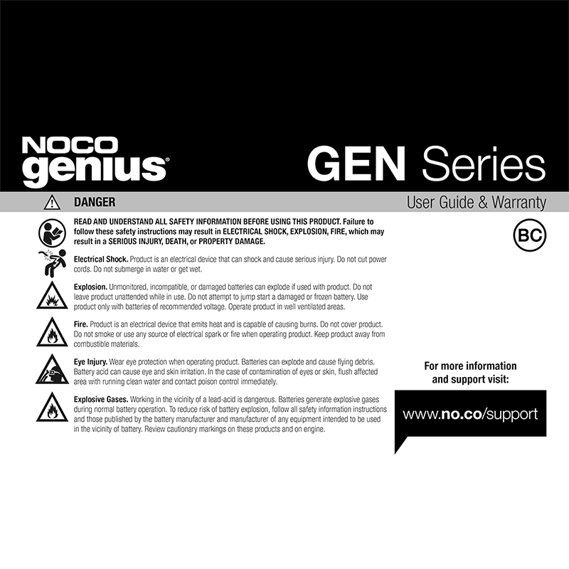 NOCO GEN5X1 1-Bank 5A On-Board Battery Charger User Guide