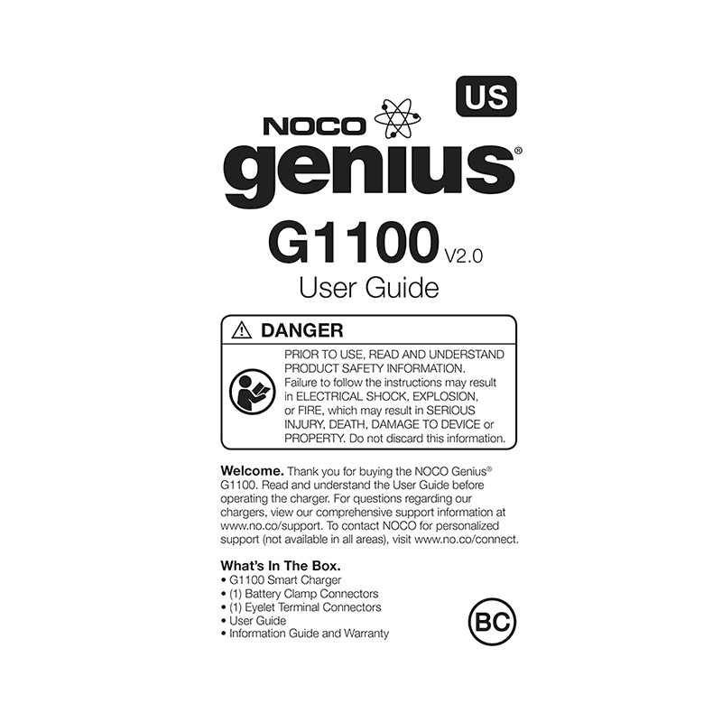 NOCO Genius G1100 Smart Battery Charger User Guide