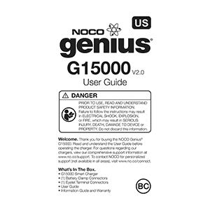 NOCO Genius G15000 Smart Battery Charger User Guide