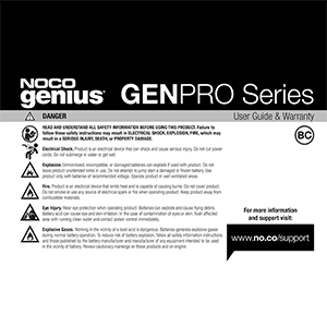 NOCO GENPRO10X1 1-Bank 10A On-Board Battery Charger User Guide