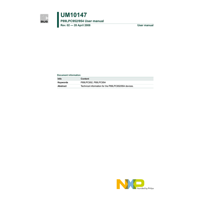 P89LPC952 NXP Microcontroller User Manual