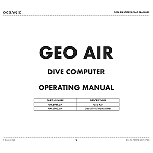 Oceanic Geo Air Dive Computer Operating Manual