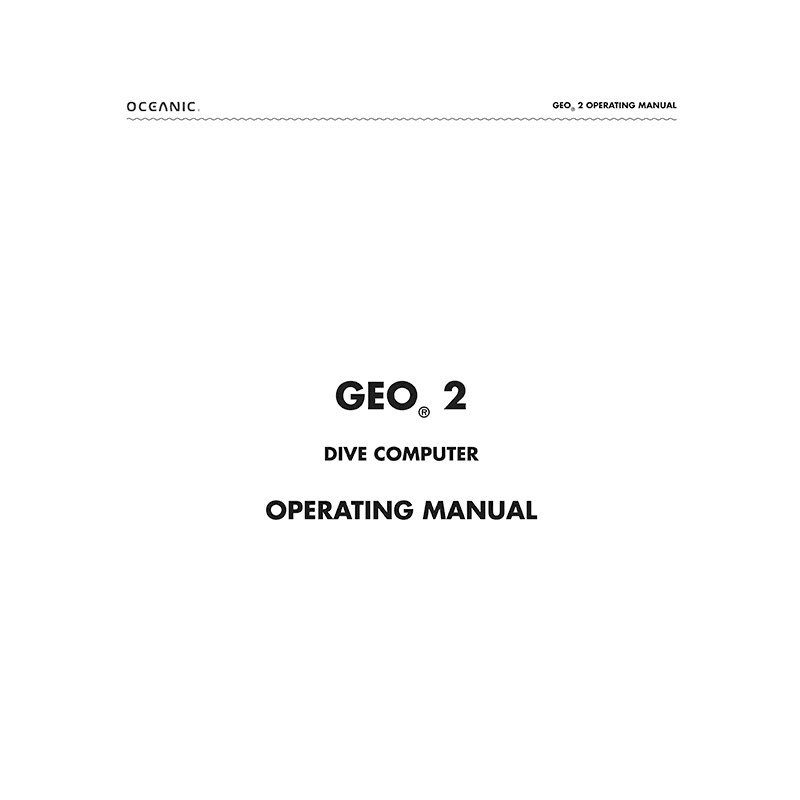 Oceanic Geo 2.0 Dive Computer Operating Manual