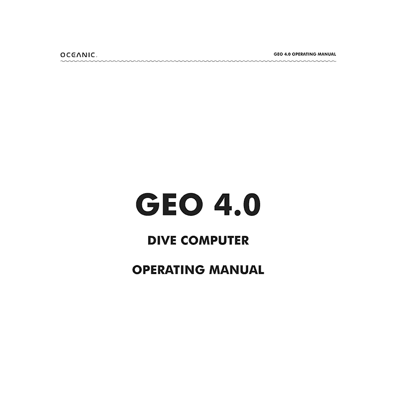 Oceanic Geo 4.0 Dive Computer Operating Manual