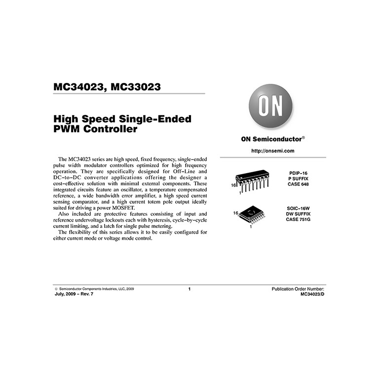 ONS MC34060AP PWM Controller IC – Fixed Frequency, Voltage Mode, Single Ended, DIP14