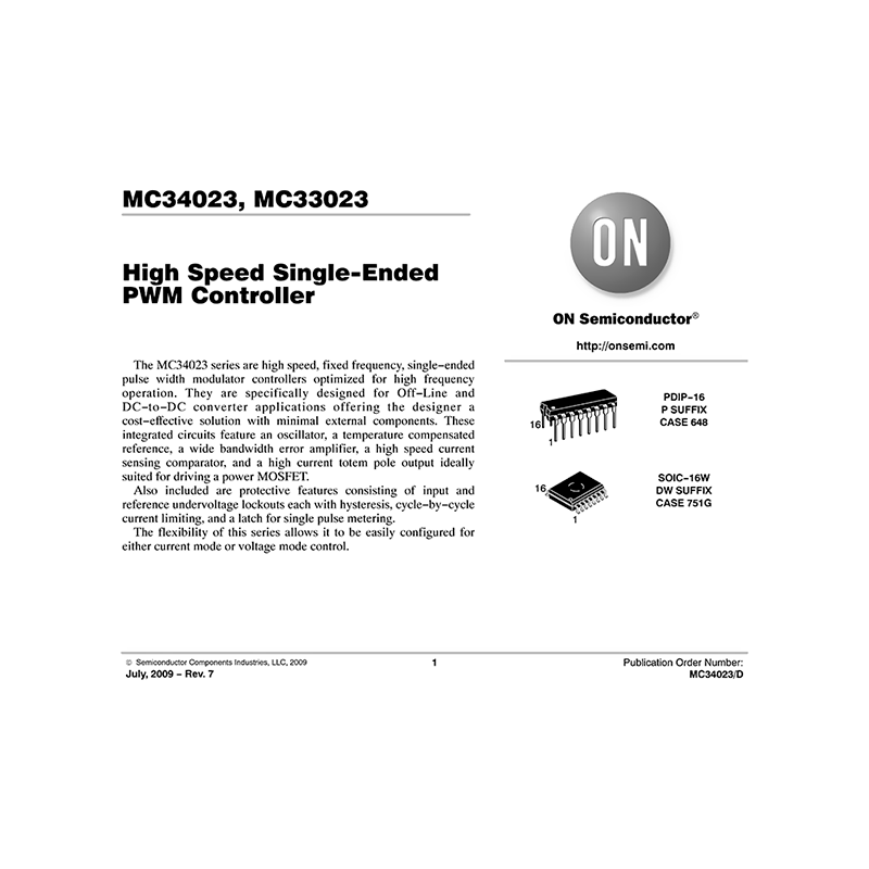 MC33023 onsemi PWM Controller Data Sheet