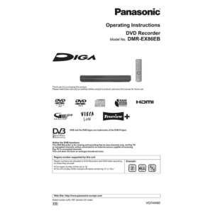 Panasonic DMR-EX86EB DVD Recorder Operating Instructions