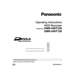 Panasonic DMR-HWT130 Freeview 500GB HDD Recorder Operating Instructions