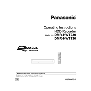 Panasonic DMR-HWT230 Freeview 1TB HDD Recorder Operating Instructions