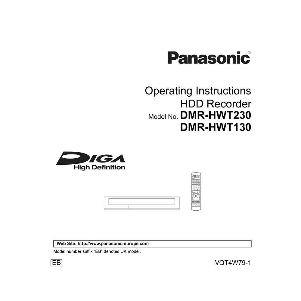 Panasonic DMR-HWT230 Freeview 1TB HDD Recorder Operating Instructions