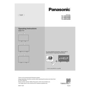 TX-32ES400B Panasonic 32" LED TV Operating Instructions