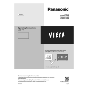 TX-40DX700B Panasonic Viera 40" LED TV Operating Instructions