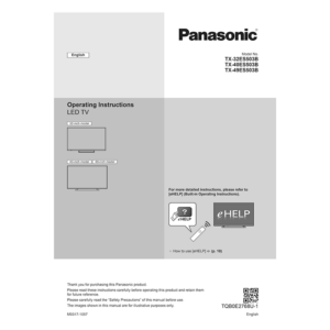 TX-40ES503B Panasonic 40" LED TV Operating Instructions