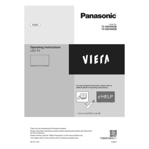 TX-58DX902B Panasonic Viera 58" LED TV Operating Instructions