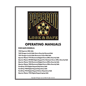 Paragon Lock and Safe Quarter Master FR7800 Digital Fire Resistant Safe Operating Manual