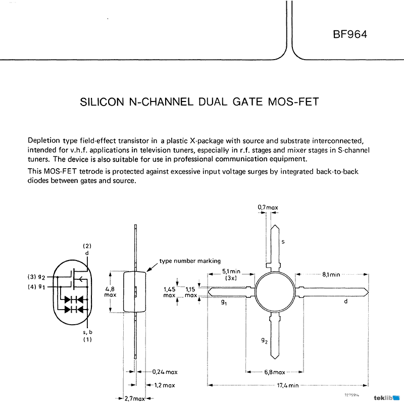 BF964 Philips Transistor Data Sheet