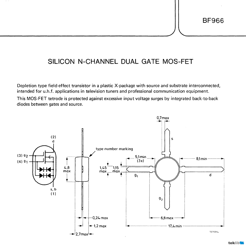 BF966 Philips Transistor Data Sheet